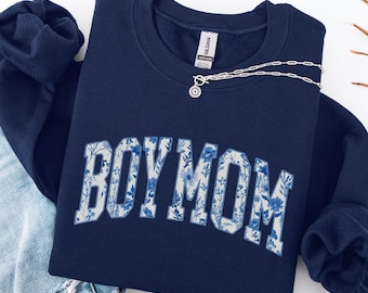 Boy Mom Sweatshirt, Floral Boy Mama Crewneck, New Mom Gift, Aesthetic Mama Sweater, Boy Mom Club Apparel Mother's Day Gift, Pregnancy Reveal