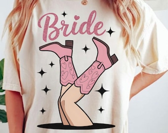 Bride Rodeo Boots Shirt, Funny Bachelorette Party Tee, Pink Cowgirl Bride Graphic Shirt, Western Bride To Be T-Shirt, Wedding Weekend Outfit
