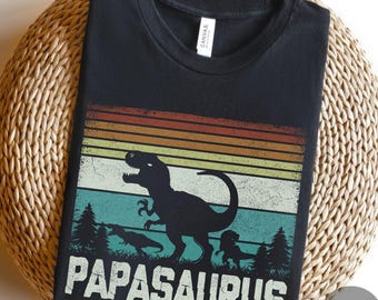 Camiseta de Papasaurus, divertida camiseta de dinosaurio para papá, regalo del Día del Padre para papá, camiseta de Dino Papa, regalo de niños, camiseta retro de T-Rex para papá, camiseta genial de dinosaurio para papá