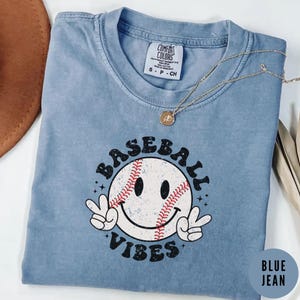 Baseball Vibes Comfort Colors Shirt, Retro Baseball Smiley Tee, Gameday Sports Mom Tshirt, Oversized Baseball Lover Shirt, Cute Ball Tee