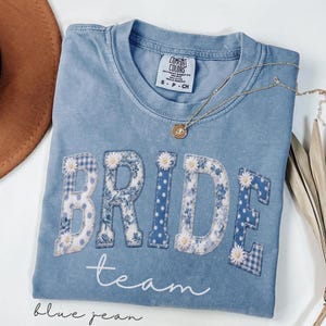 Team Bride Shirt Faux Patchwork Floral, Comfort Colors® Bachelorette Party Tee, Bridal Party Gift, Bridesmaid T-Shirt, Matching Group Shirt