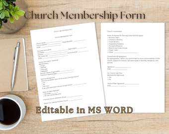 Church Membership Form Editable in MS Word