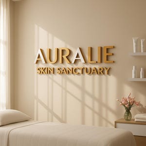 Custom 3D Acrylic Salon Sign: Beauty Studio Logo, Mirror Finish