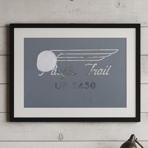 Vintage Pacific Trail Railroad Sign - Weathered Train Wall Art - Rustic Railway Decor
