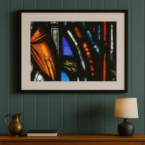 Stained Glass Abstract - Vibrant Gothic Window Art Print