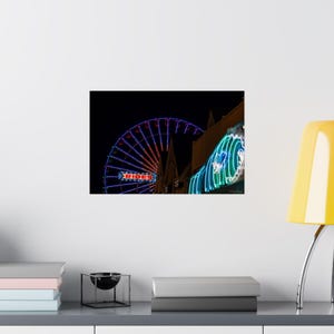 Riesenrad Neondruck, Vergnügungspark Dekor, Karneval Nacht Dekoration, Retro Rummelplatz Poster, Vergnügungspark Dekor, Riesenrad