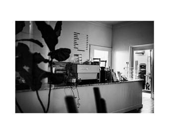 Presidents Coffee Gettysburg Fine Art Print, Black White Cafe Interior Photography Wall Art