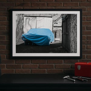 Vintage Car Photography Print - Classic Car Art, Black and White Auto Print, Rustic Garage Decor, Retro Vehicle Wall Art
