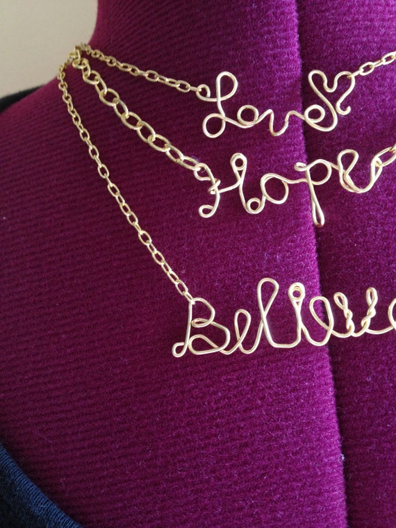 Items similar to Custom Wire Necklaces Name or Word on Etsy