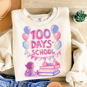 100 Days Of School PNG, Little Girl 100 Days SVG, PNG Download, Svg Download, Png Download, 100 Days Of School Svg, Trendy Teacher png