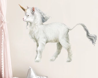 Unigoat Wall Decal, Unicorn Goat Fabric Wall Sticker ( Not Vinyl, PVC free )