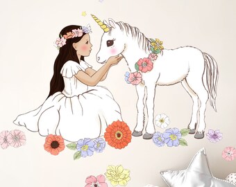 Unicorn Wall Decals Stickers by Belle and Boo (Fabric Not Vinyl, PVC free)