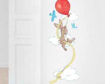 Balloon Height Chart Wall Decals Stickers, Bunny Fabric Wall Sticker by Belle&Boo (Not Vinyl, PVC free)