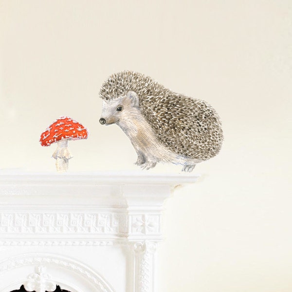 Hedgehog Wall Sticker, Fabric Decal , PVC free