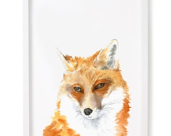 Fox Watercolor Print,  Fox art print