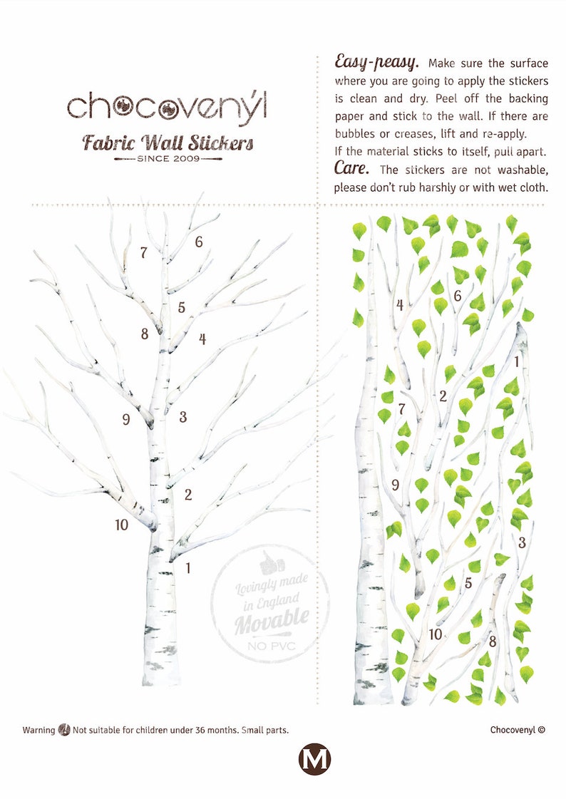 Woodland Wall Decals Stickers, PVC Free Reusable Fabric image 6