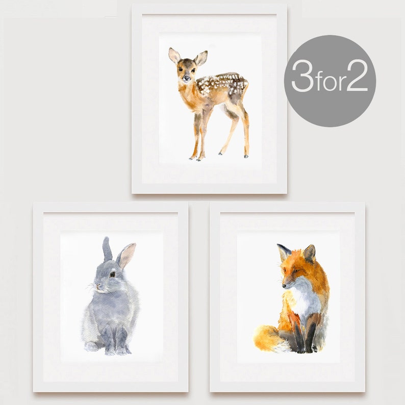 Woodland Decor Set Nursery Woodland Art Forest Print Set Etsy