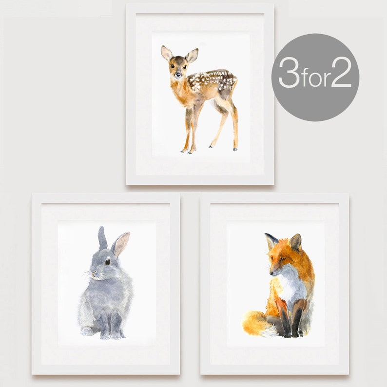 Animals Art Prints, Set of 3 for the price of 2 image 1