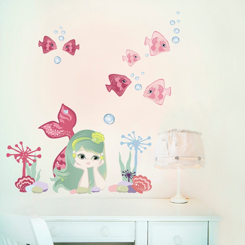 Mermaid Wall Decals Kids Stickers Not Vinyl Pvc Free Small