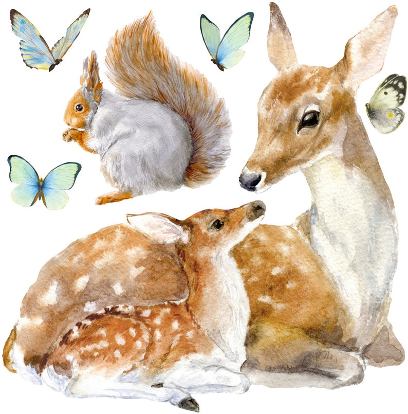 Woodland Animals fabric wall decals Nursery Art Woodland | Etsy