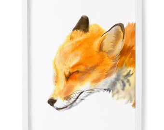 Watercolor Fox Print, Mama Fox