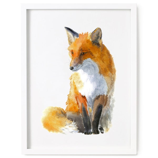 Fuchs-Druck, Aquarell Druck Fuchs, Fuchs Aquarell-Kunst