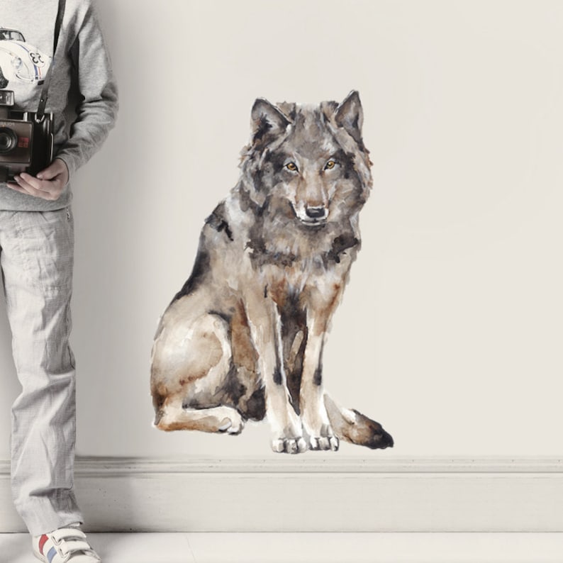 Wolf Wall Decal, Fabric Wall Sticker Not Vinyl, PVC free image 1