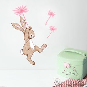 Boo and The Dandelion Wall Decals, Bunny Fabric Wall Stickers by Belle&Boo (Not Vinyl, PVC free) -A4-