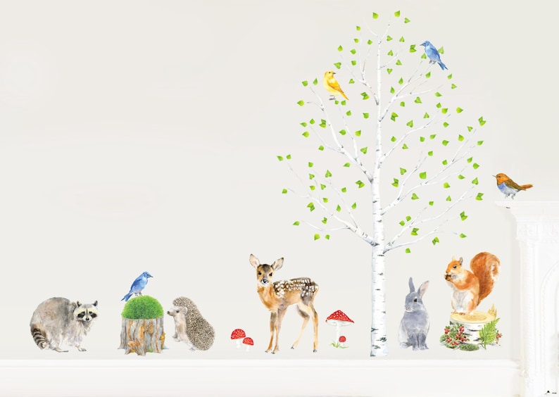 Nursery Forest Decor Woodland Decor Set Forest Wall Decal Etsy