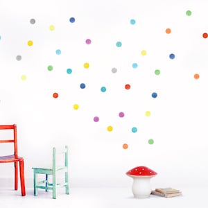 Watercolor Dots Wall Decals, Fabric Wall Stickers (Not Vinyl, PVC free)