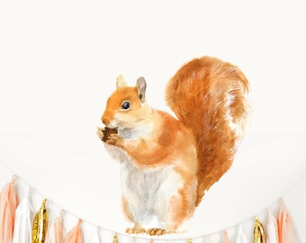 Red Squirrel Wall Decal Sticker, PVC Free Reusable Fabric