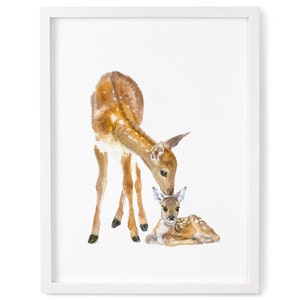 Watercolor Deers Print 'Dearest', Giclee Animal Print
