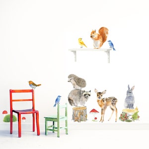 Woodland Animals Wall Decals Stickers, PVC free Reusable Fabric