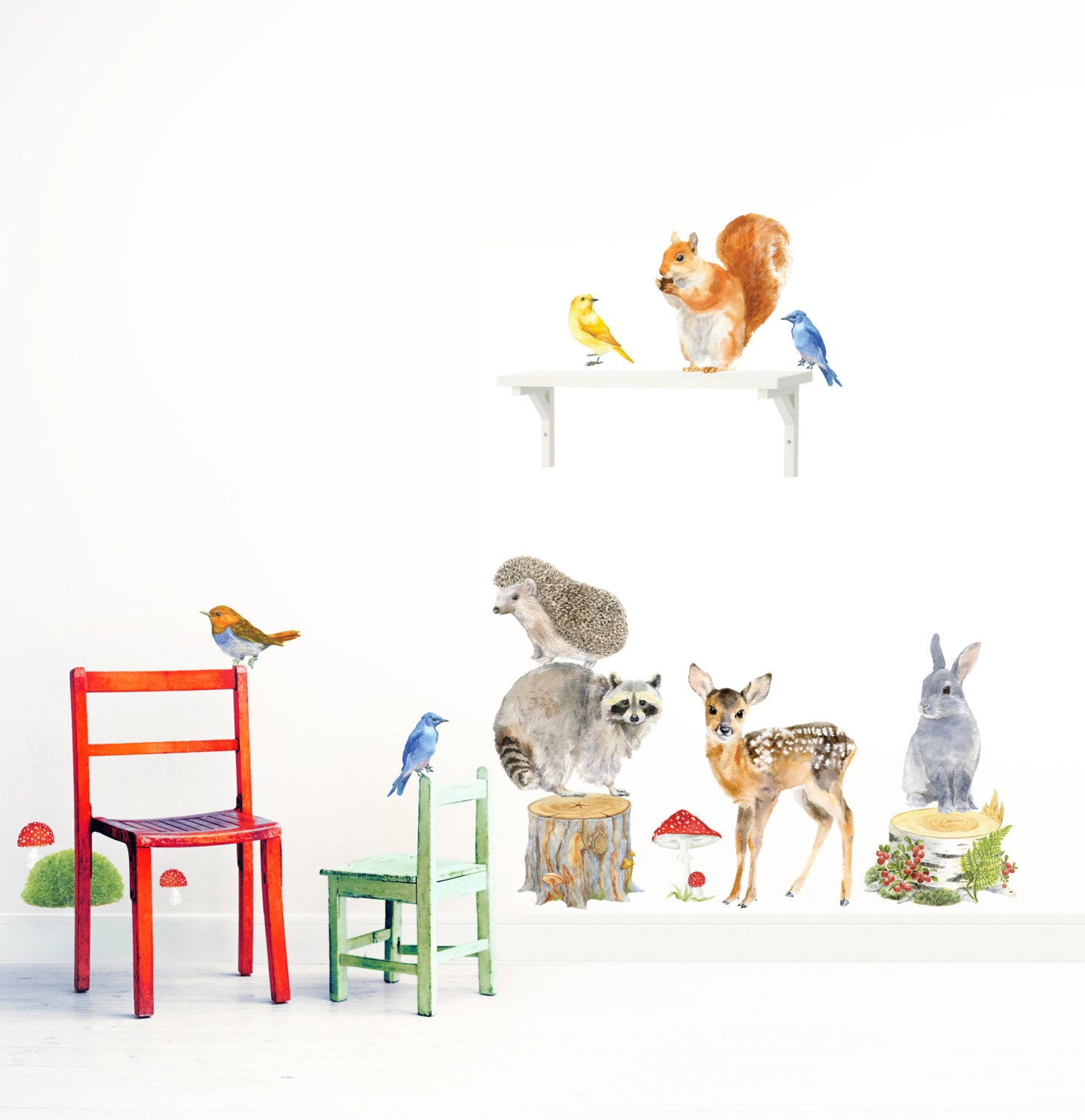 Forest Animals, Woodland Animals Set, Nursery Art, Wall Murals, Forest Decal, Baby Room Decals - Tis