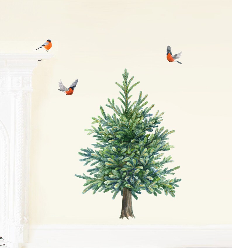 Fir Tree Wall Decals, Christmas Tree Fabric Wall Stickers Not Vinyl, PVC free image 2