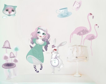 Alice in Wonderland PVC Free Fabric Wall Stickers