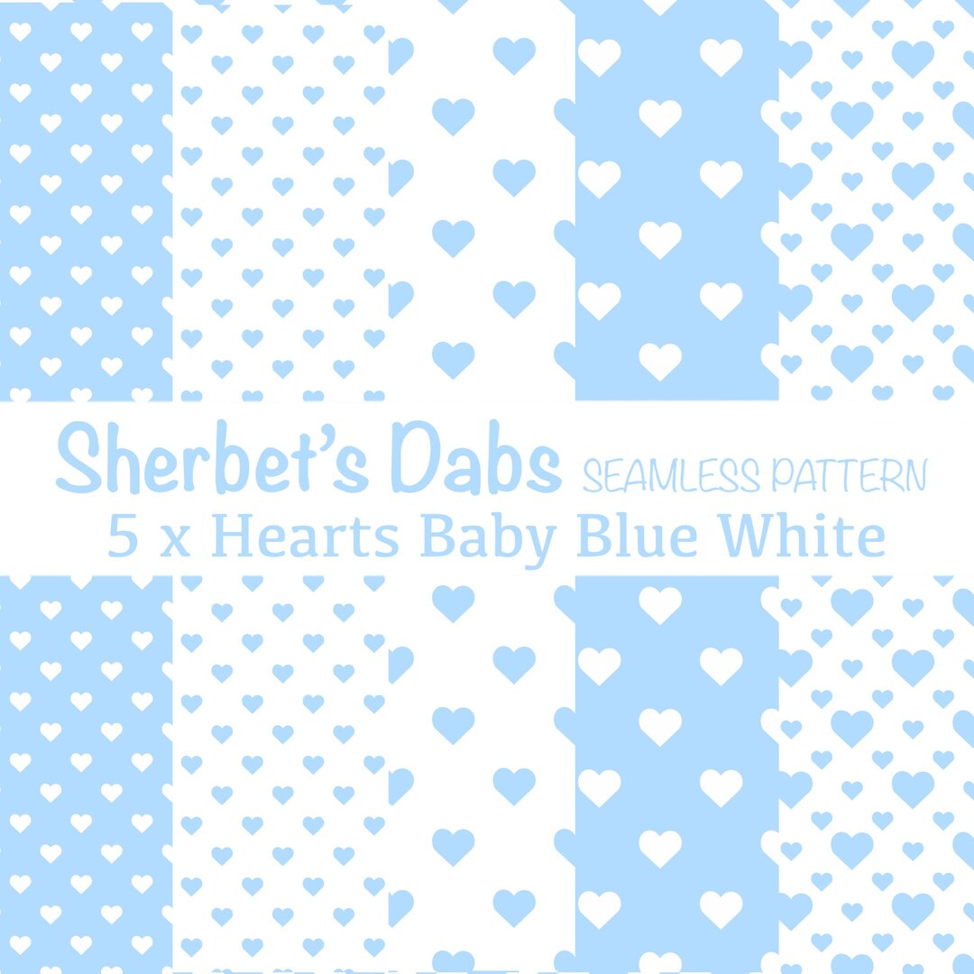 Baby Blue Hearts Seamless Pattern: 5 PNG Digital Papers (12x12) - Etsy