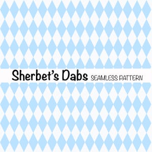 May include: A seamless pattern of alternating white and light blue diamonds. The text "Sherbet's Dabs Seamless Pattern" is at the top of the image.