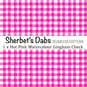 Watercolour Hot Pink White Small Gingham Checkered Digital Seamless Pattern Background 300 DPI PNG 12x12 Digital Papers Vinyl Fabric Design