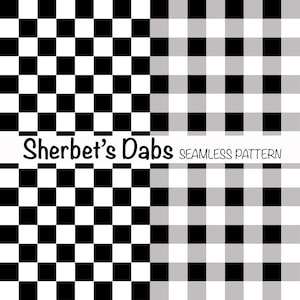 2 x Black Gingham & Checkered Digital Seamless Pattern Background 300 DPI PNG 12x12 For Digital Papers Vinyl and Fabric Design