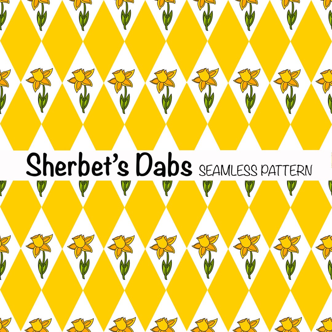 Daffodil Flower Orange Yellow Diamond Digital Seamless Pattern ...