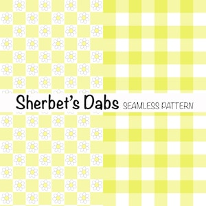 3 x Gingham & Checkered Yellow Daisy Digital Seamless Pattern Background 300 DPI PNG 12x12 For Digital Papers Vinyl and Fabric Design