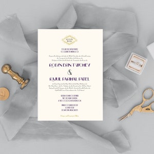 Tri-Fold Hochzeitseinladung mit Karte von Martha es Vinyard