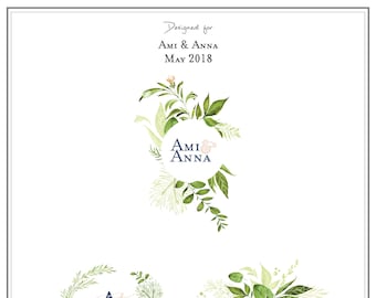 Custom Wedding Monogram and Branding Board, Fonts and Color Palette