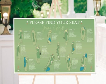 Golf Course Seating Chart. Wedding Guest Chart. Seating Chart. Simple Seating Chart. Wedding Guest Chart. Canvas Seating Chart.