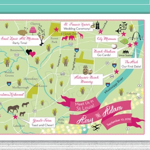 Save the Date Wedding Map, Custom Wedding Map, Wedding Map Invitation, Map Illustration, Destination Wedding, Map and Itinerary, Guest Book