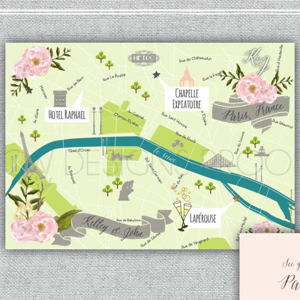 Wedding/Event Map Invitation, Save the Date, Program or Itinerary custom designed by CW Designs