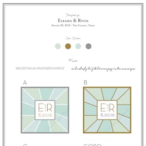 Custom Wedding Monogram and Branding Board, Fonts and Color Palette image 1