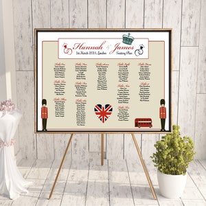 British Wedding Seating Chart & Table Numbers, Seating Plan