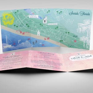 Hochzeit/Event Karte Einladung für Meer Florida, Save the Date, Programm oder Reiseroute speziell von CW-Designs